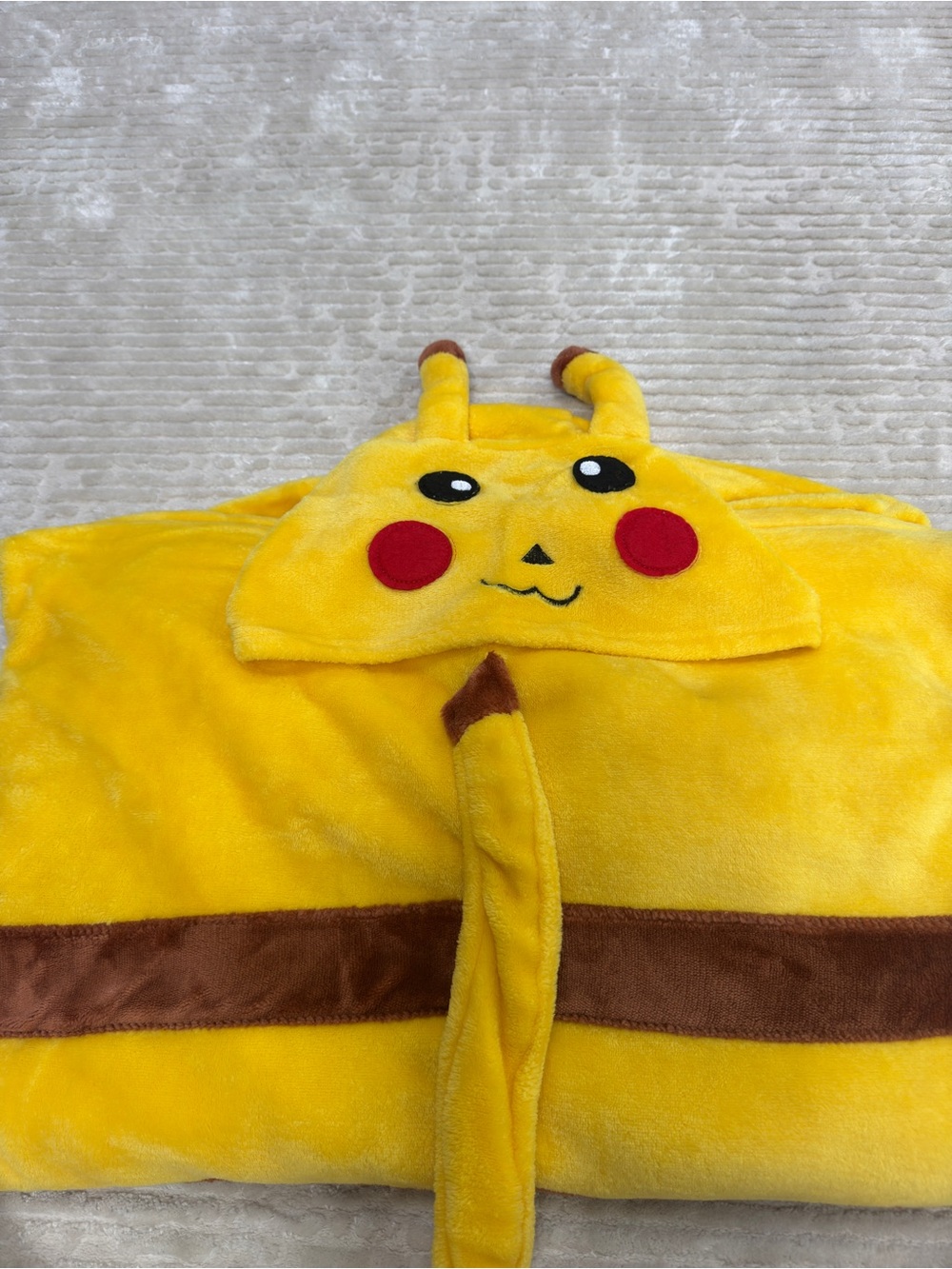 Yellow Character Hooded Plush Throw Blanket with Tail
